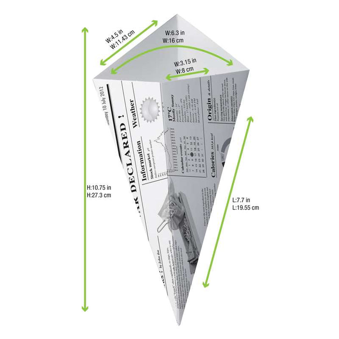 Cône carton décor journal  195x160mm  430ml-500Pcs