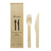 Kit couverts bois 2 / 1: couteau fourchette, emballage kraft   H165mm-250Pcs