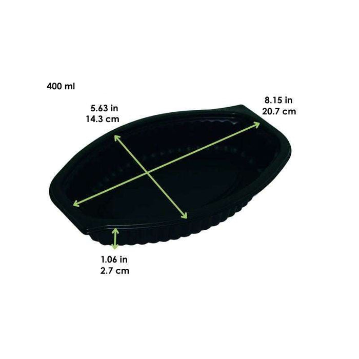 Cassolette plastique PP ovale noire 207x143mm H27mm 400ml-200Pcs