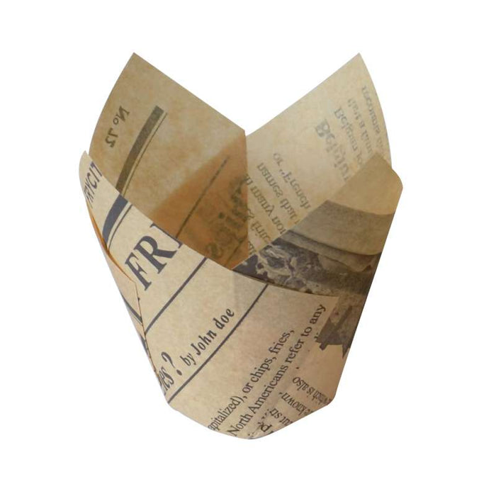 Moule tulipe brun imprimé journal en papier ingraissable H60mm - 1200Pcs