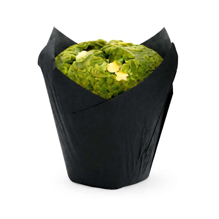 Caissette de cuisson forme tulipe en papier noir ingraissable   H80mm-1200Pcs