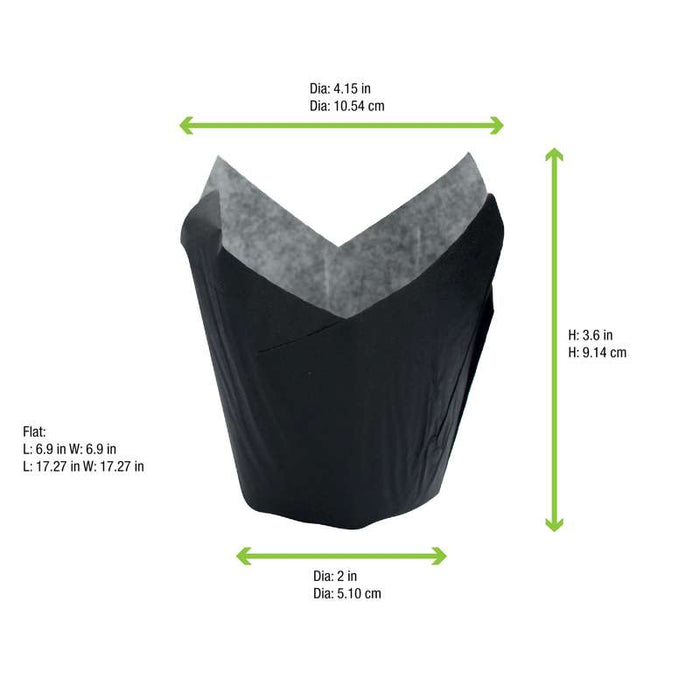Caissette tulipe de cuisson en papier noir ingraissable H90mm - 1200Pcs