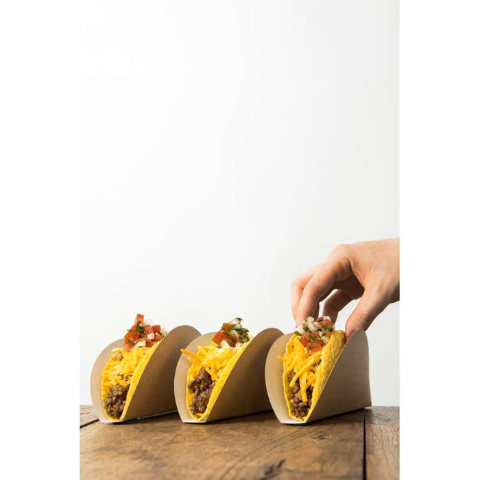 Étui à tacos en carton kraft et blanc 150x70mm H20mm - 1000Pcs