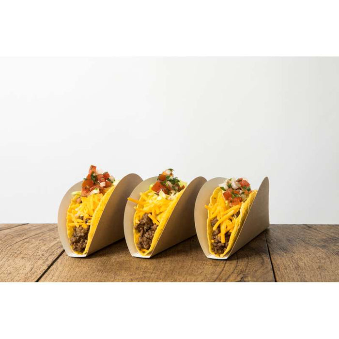 Étui à tacos en carton kraft et blanc 150x70mm H20mm - 1000Pcs