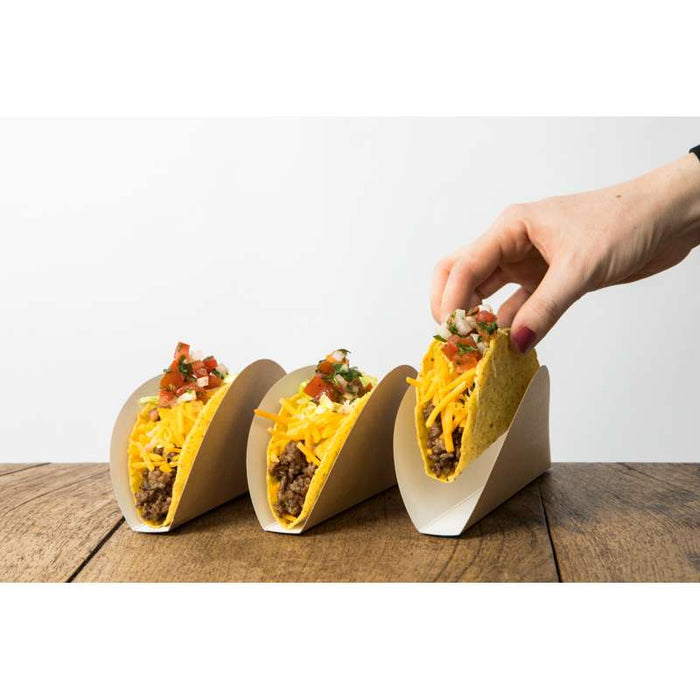 Étui à tacos en carton kraft et blanc 150x70mm H20mm - 1000Pcs