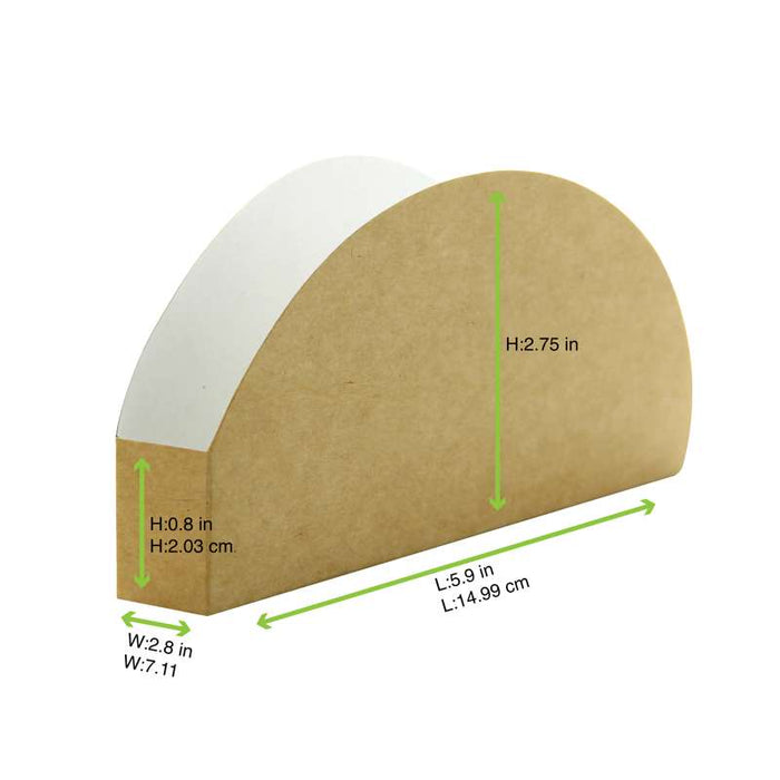 Étui à tacos en carton kraft et blanc 150x70mm H20mm - 1000Pcs