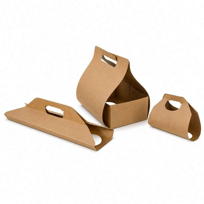 Support kraft 2 gobelets avec porte-paille 254x152mm H228mm - 200Pcs