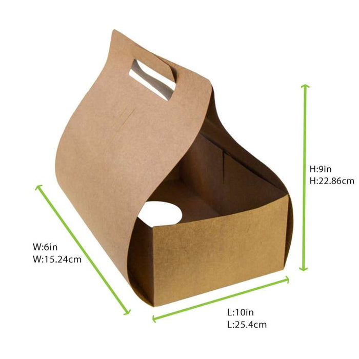 Support kraft 2 gobelets avec porte-paille 254x152mm H228mm - 200Pcs