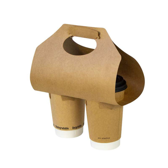 Porte gobelets kraft - 2 compartiments 385x222mm-400Pcs