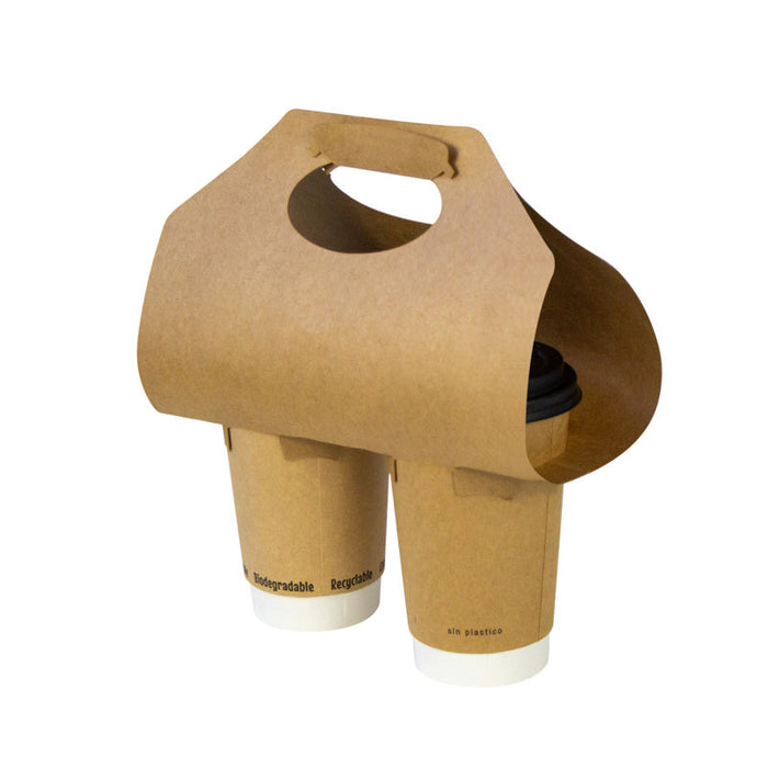 Porte gobelets kraft - 2 compartiments 385x222mm-400Pcs