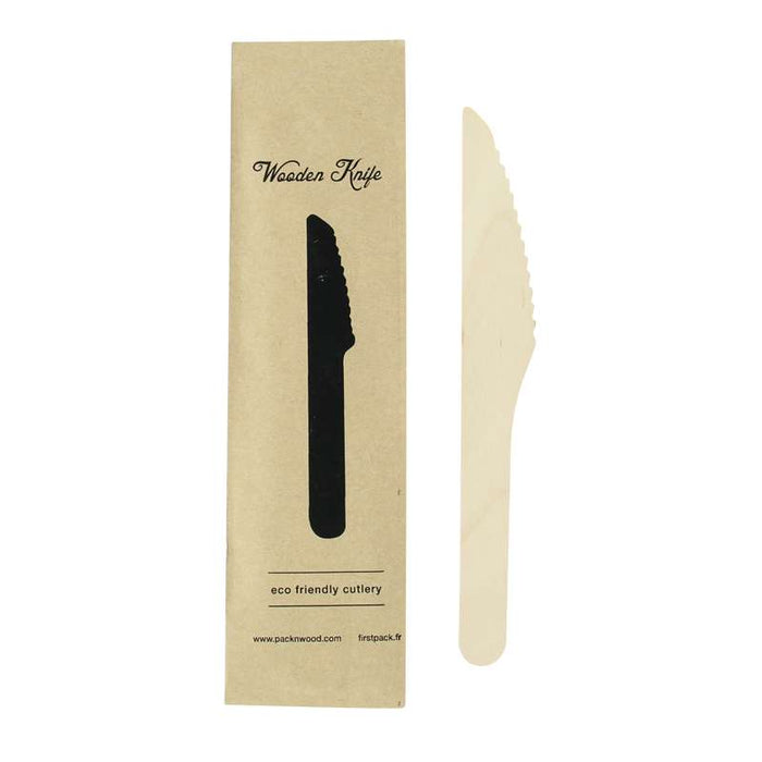 Couteau en bois sous sachet individuel 165mm - 500Pcs