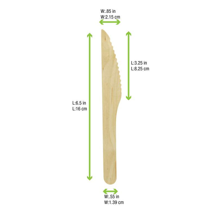 Couteau jetable en bois 165mm - 2000Pcs