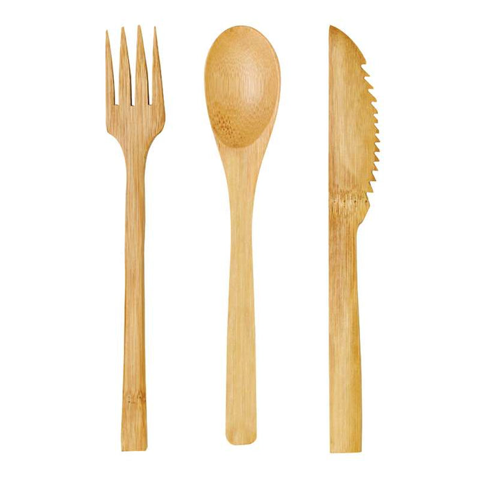 Set de couverts en bambou 3 en 1 sous sachet kraft 160mm - 250Pcs