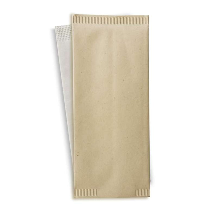 Pochette papier crème pour couverts avec serviette blanche  110x250mm-500Pcs