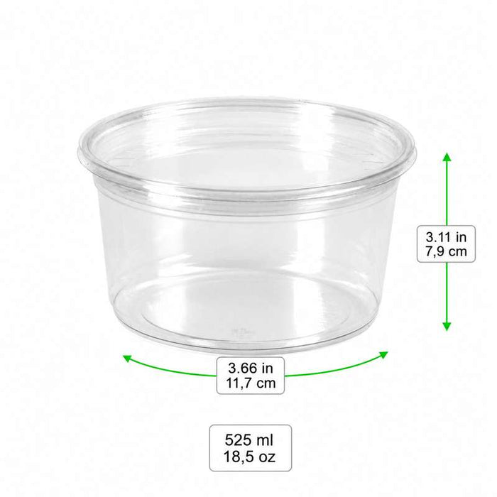 Pot rond "Deli" transparent en PET "Éclat" Ø117mm H78mm 525ml - 500Pcs