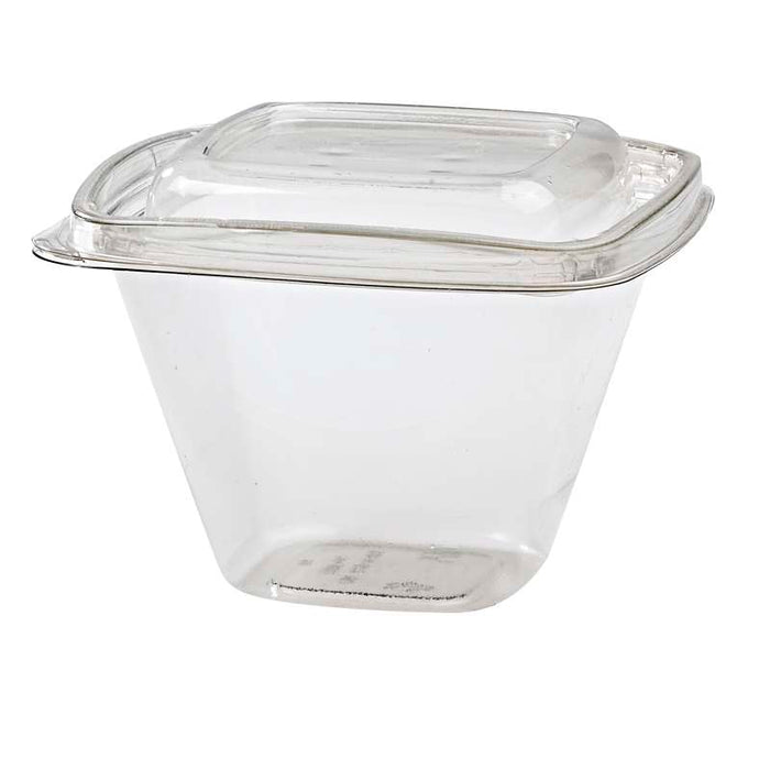 Pot Deli carré PET transparent avec couvercle  128x128mm H85mm 500ml - 100Pcs