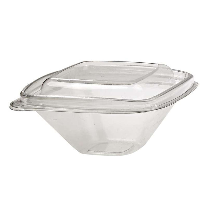 Pot Deli carré PET transparent avec couvercle  128x128mm H55mm 250ml - 100Pcs
