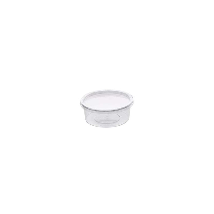 Pot Deli rond PET transparent avec couvercle rentrant   H38mm 200ml - 500Pcs