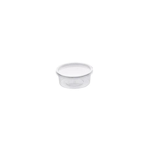 Pot Deli rond PET transparent avec couvercle rentrant   H38mm 200ml - 500Pcs