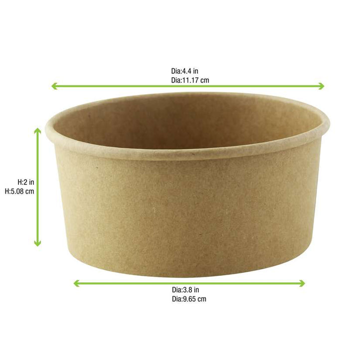 Pot "Deli" rond en carton kraft   H52mm 370ml - 500Pcs