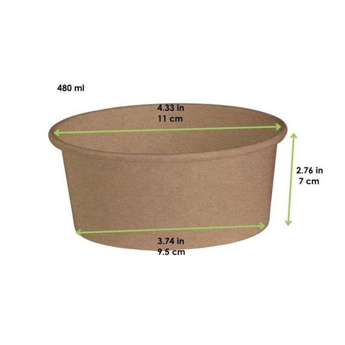 Pot rond « Deli » en carton kraft pour plats chauds ou froids Ø110mm H70mm 480ml - 1000Pcs