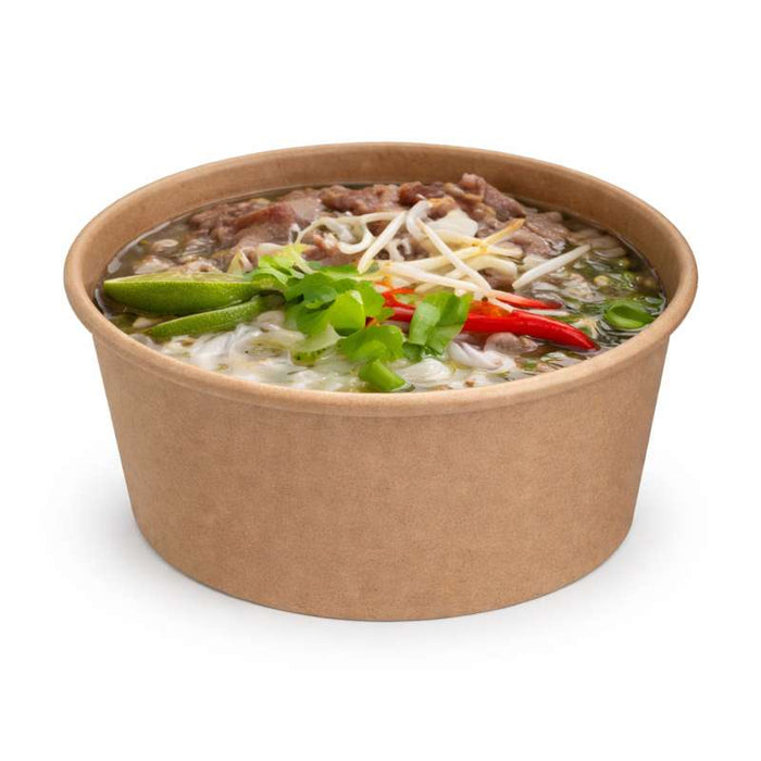 Pot rond « Deli » en carton kraft pour plats chauds ou froids Ø110mm H70mm 480ml - 1000Pcs