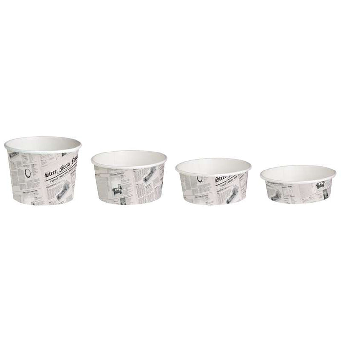 Pot "Deli" rond en carton décor journal   H72mm 480ml - 500Pcs