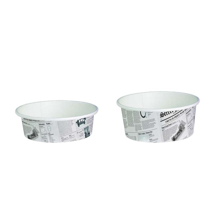 Pot "Deli" rond en carton décor journal   H72mm 480ml - 500Pcs