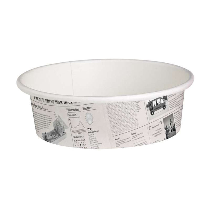 Pot "Deli" rond en carton décor journal   H54mm 360ml - 500Pcs