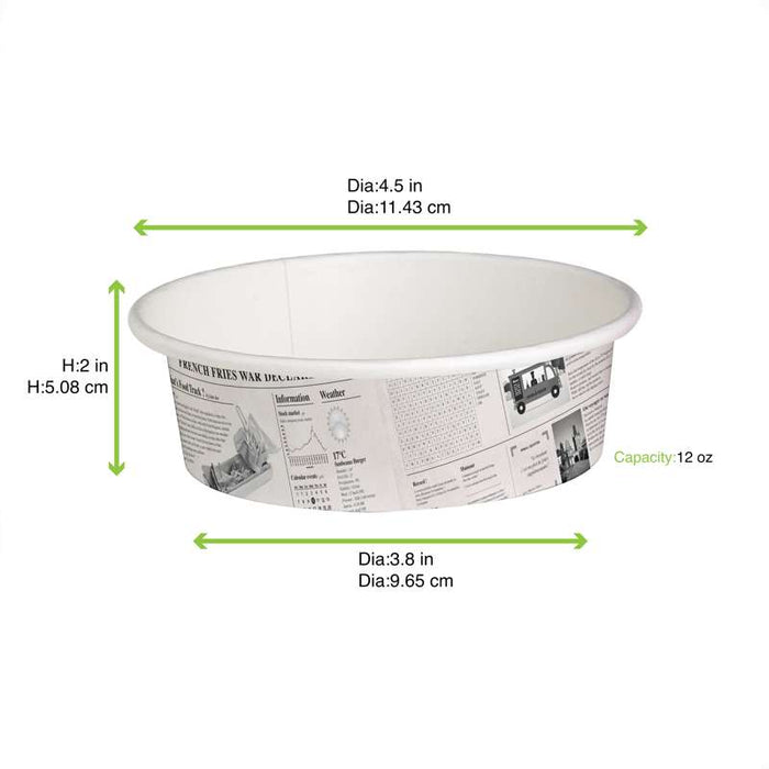 Pot "Deli" rond en carton décor journal   H54mm 360ml - 500Pcs