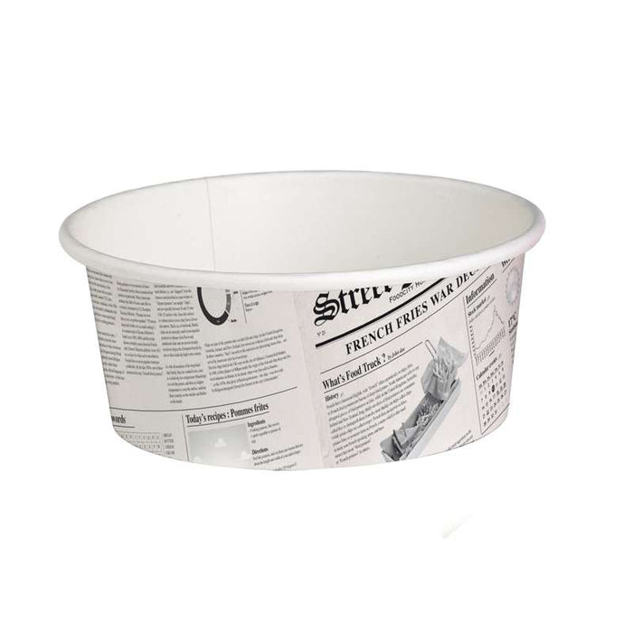 Pot "Deli" rond en carton décor journal   H72mm 480ml - 500Pcs