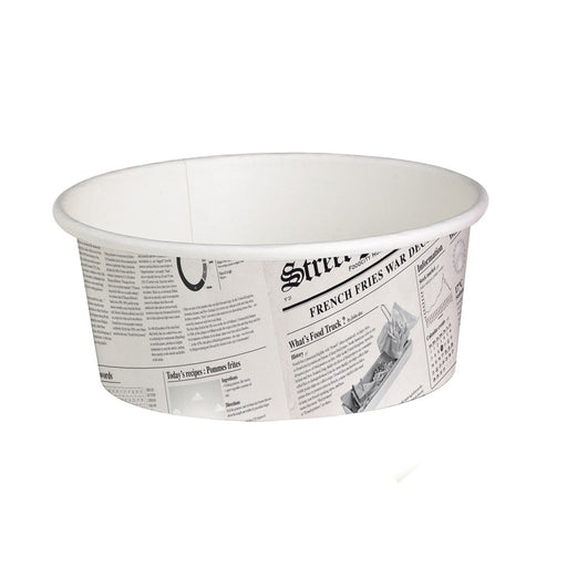Pot "Deli" rond en carton décor journal   H72mm 480ml - 500Pcs