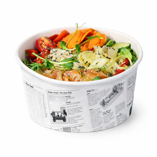 Pot "Deli" rond en carton décor journal   H87mm 600ml-500Pcs