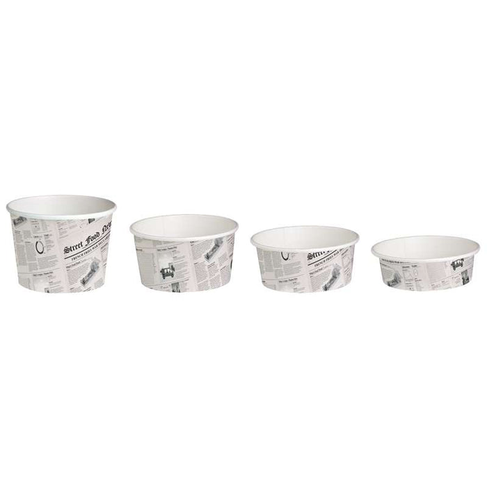 Pot rond "Deli" en carton imprimé journal Ø114mm H99mm 650ml - 500Pcs