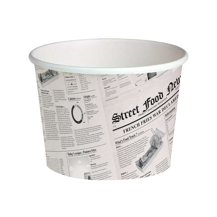 Pot rond "Deli" en carton imprimé journal Ø114mm H99mm 650ml - 500Pcs