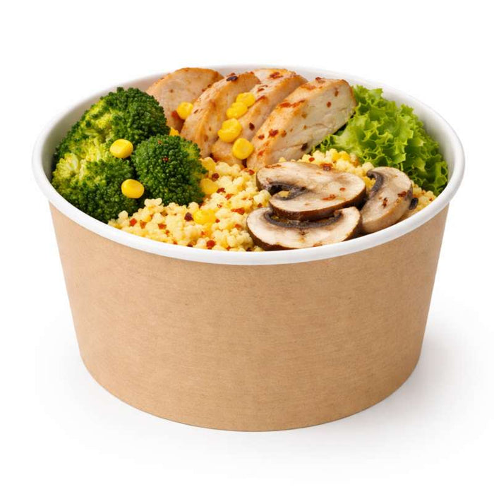 Pot "Deli" rond en carton décor brun  H87mm 600ml-500Pcs