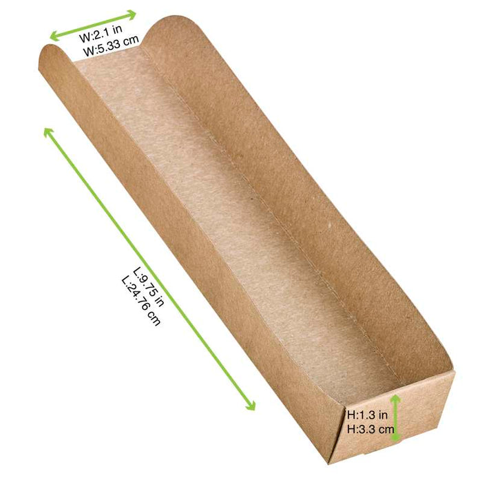 Support hot-dog en carton brun  250x55mm H32mm-1000Pcs