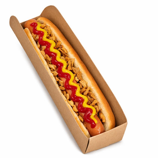 Support hot-dog en carton brun  250x55mm H32mm-1000Pcs