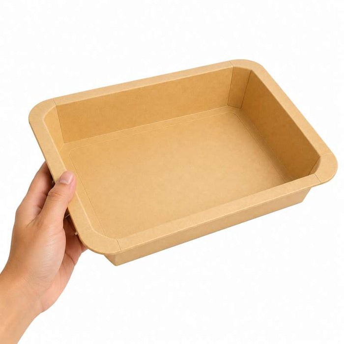 Barquette gastronorme GN 1/2 scellable en carton brun pelliculé CPET 325x265mm H48mm 3160ml - 200Pcs