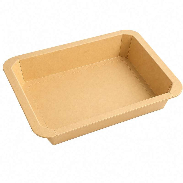 Barquette gastronorme GN 1/2 scellable en carton brun pelliculé CPET 325x265mm H48mm 3160ml - 200Pcs