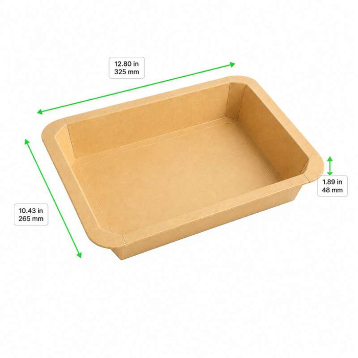 Barquette gastronorme GN 1/2 scellable en carton brun pelliculé CPET 325x265mm H48mm 3160ml - 200Pcs