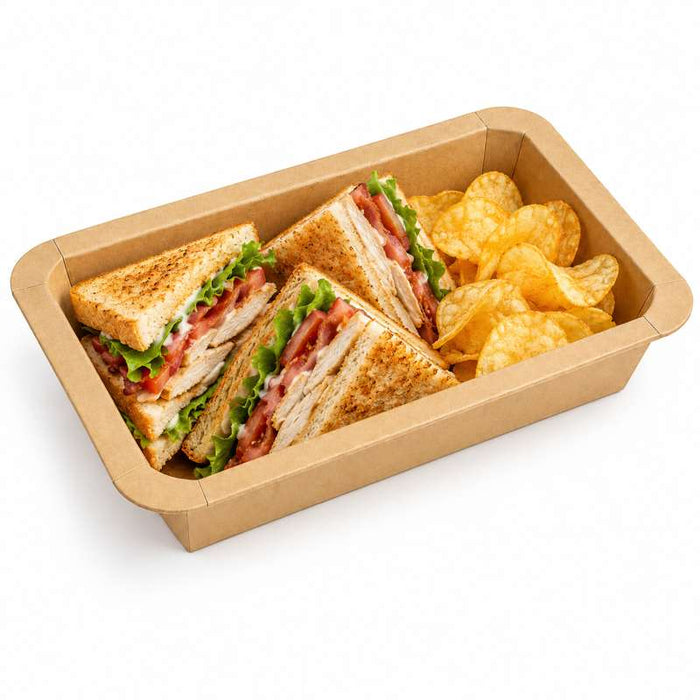 Barquette gastronorme 1/3 scellable en carton brun pelliculé CPET 325x172mm H48mm 1890ml - 200Pcs