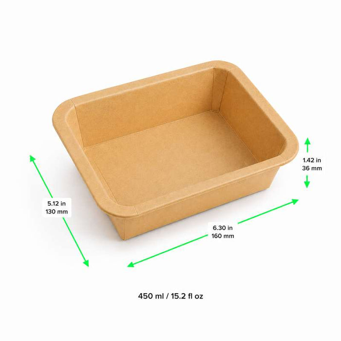 Barquette GN 1/8 scellable en carton brun pelliculé CPET 160x130mm H36mm 450ml - 300Pcs
