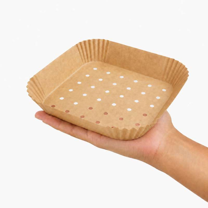 Moule à friture perforé carré kraft   160x160mm H45mm-2400Pcs