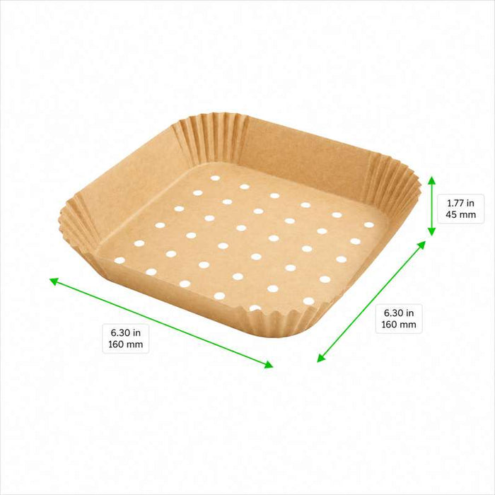 Moule à friture perforé carré kraft   160x160mm H45mm-2400Pcs