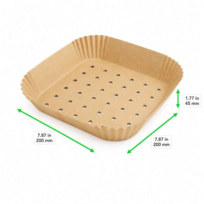 Moule à friture perforé carré kraft   200x200mm H45mm-2400Pcs