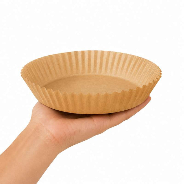 Caissette pour friteuse à air ronde en papier kraft sans trous Ø200mm H45mm - 2400Pcs
