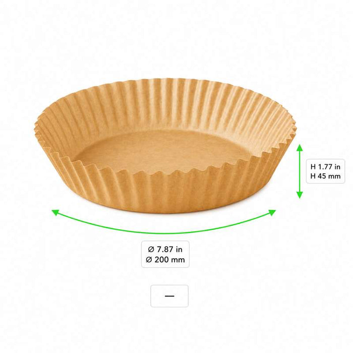 Caissette pour friteuse à air ronde en papier kraft sans trous Ø200mm H45mm - 2400Pcs