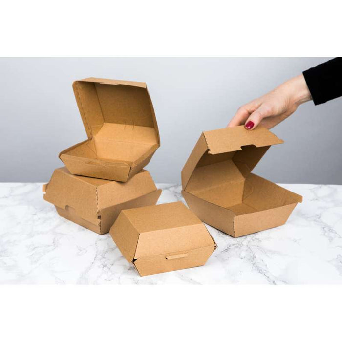 Boite burger carton kraft brun  75x75mm H50mm-500Pcs