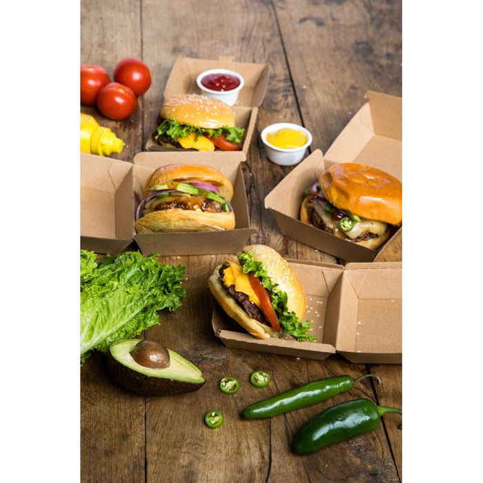 Boite burger carton kraft brun  75x75mm H50mm-500Pcs